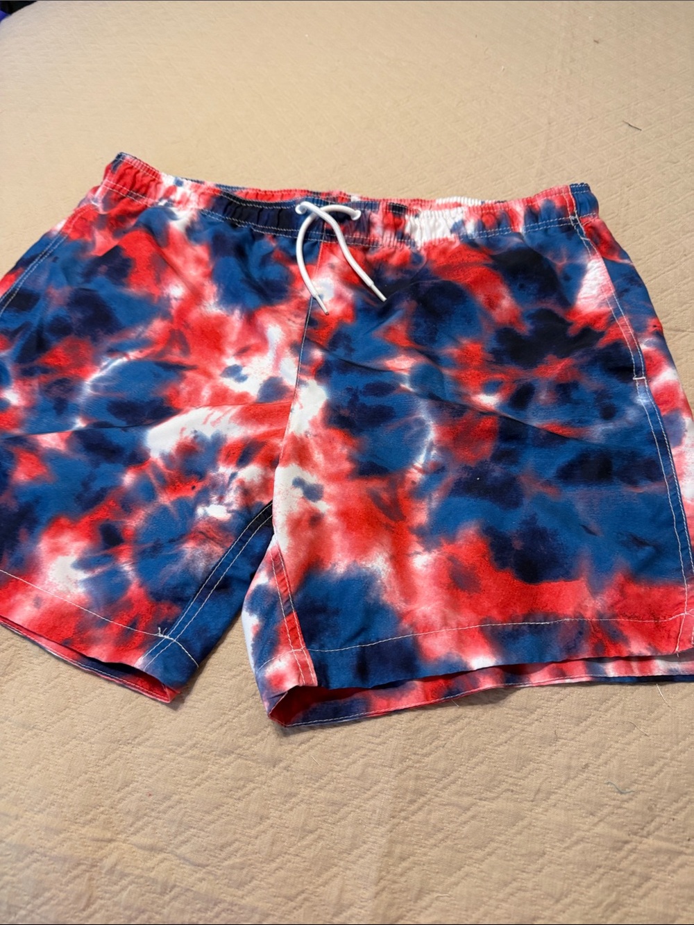 Men's Tie-Dye Red & Blue Swim Shorts